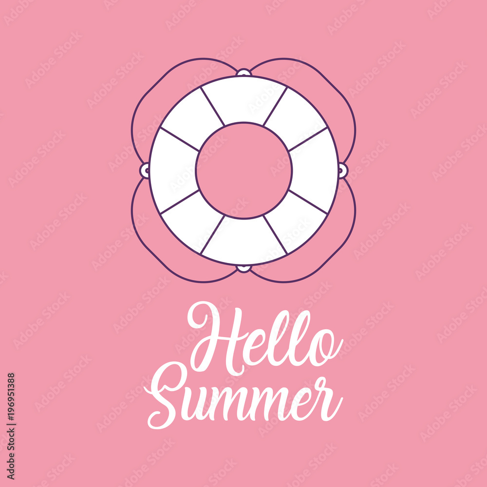 Hello summer design with summer float over pink background, colorful design vector illustration Hello summer design with summer float over pink background, colorful design vector illustration