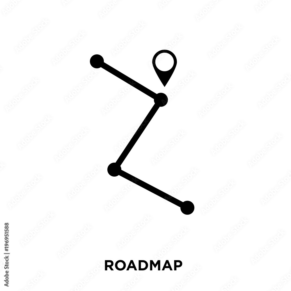 roadmap icon on white background, in black, vector icon illustration roadmap icon on white background, in black, vector icon illustration