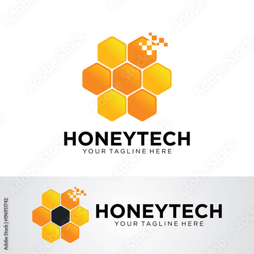 Honey Tech Logo Template Design Vector, Emblem, Design Concept, Creative Symbol, Icon