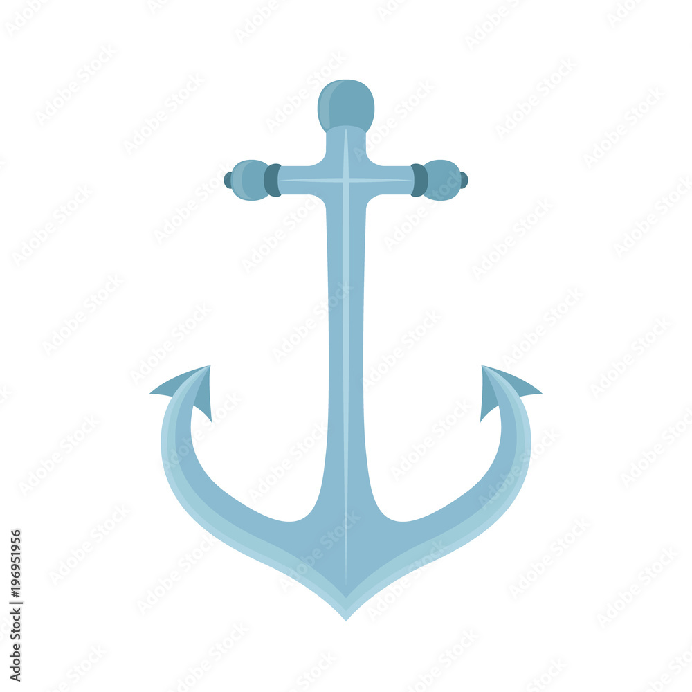 Vector metal anchor, marine, naval device. Cartoon flat style Vector metal anchor, marine, naval device. Cartoon flat style