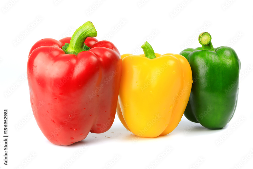 Red Chili Peppers, Yellow Chili Peppers,Green Chili Peppers, on a white background isolated with clipping path Vegetables make a colorful meal. Red Chili Peppers, Yellow Chili Peppers,Green Chili Peppers, on a white background isolated with clipping path Vegetables make a colorful meal.