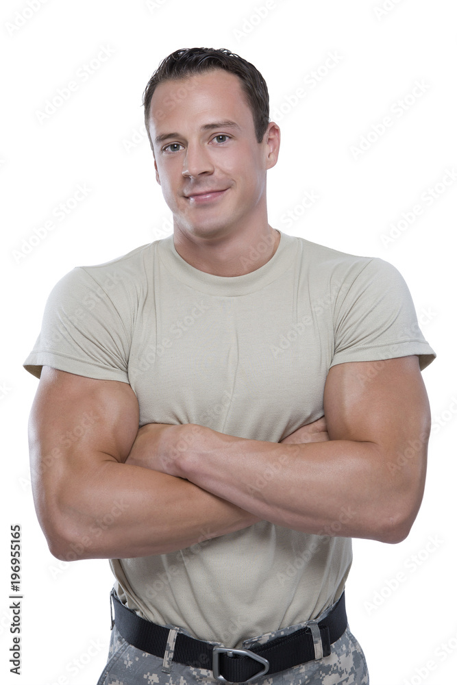 Fit Military Soldier with Arms Crossed Fit Military Soldier with Arms Crossed