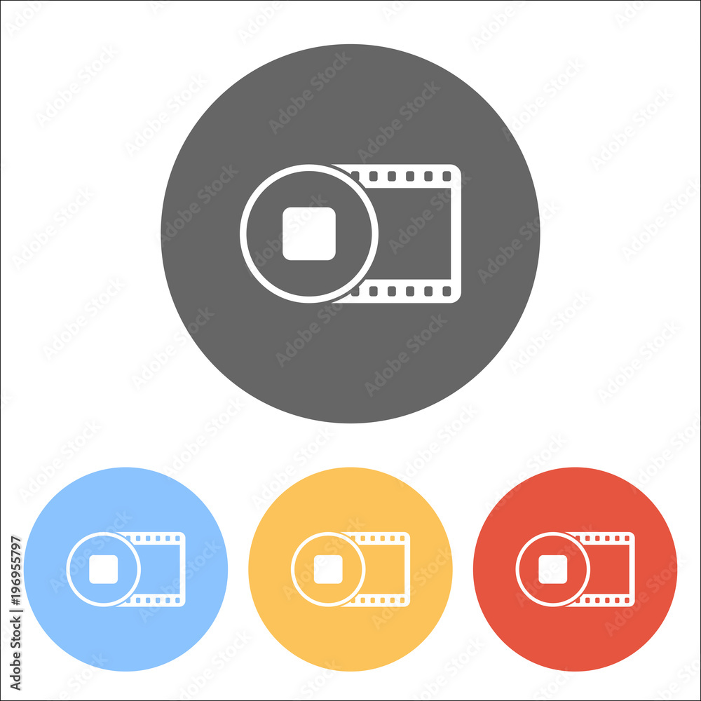 movie strip with stop symbol in circle. simple silhouette. Set o movie strip with stop symbol in circle. simple silhouette. Set o