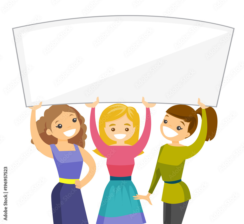 Two Teen Girls Holding Large Blank Poster Board Over White. Stock Photo,  Picture and Royalty Free Image. Image 2010459.