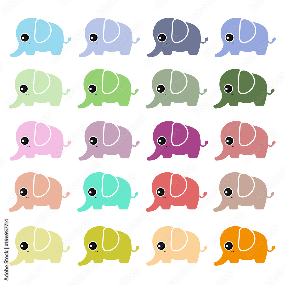 Fototapeta premium Cute elephant vector set