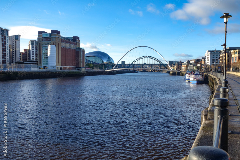 Dec 22, 2017 - View down the River Tyne from the Quayside, Newcastle upon Tyne, England. UK