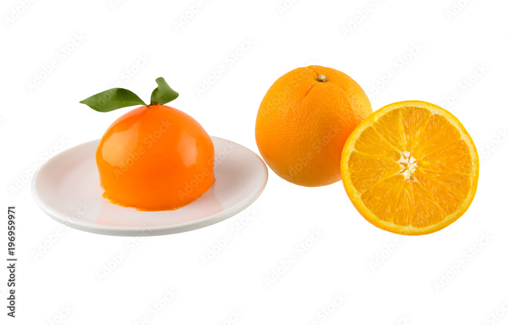 Orange cake on white background
