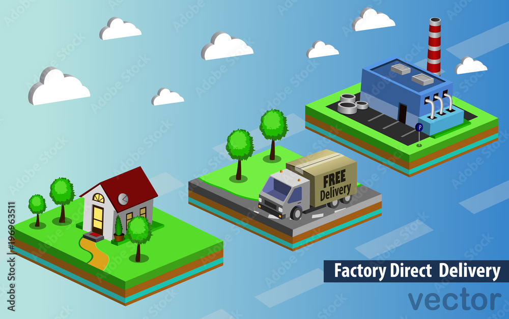 factory direct delivery vector illustration