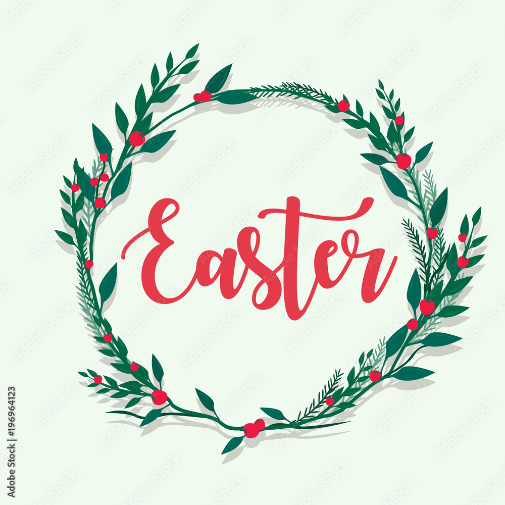 Obraz premium Happy Easter lettering with flower flame