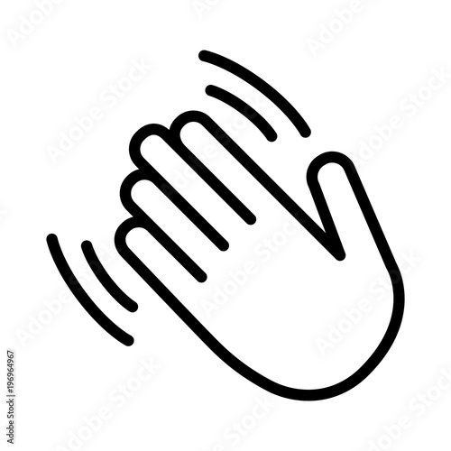 Hand wave / waving hi or hello gesture line art vector icon for apps and websites
