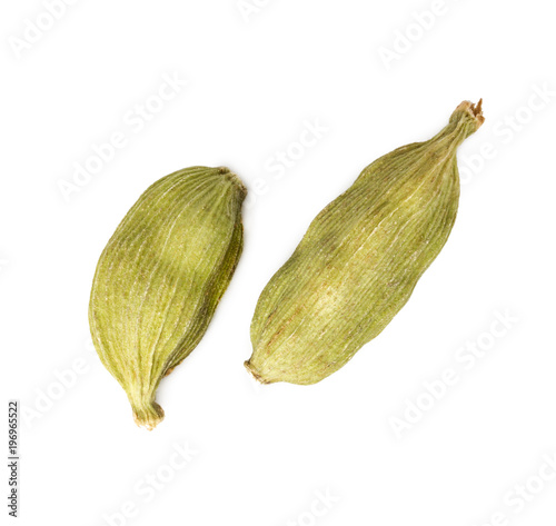 Two cardamon pods isolated on white