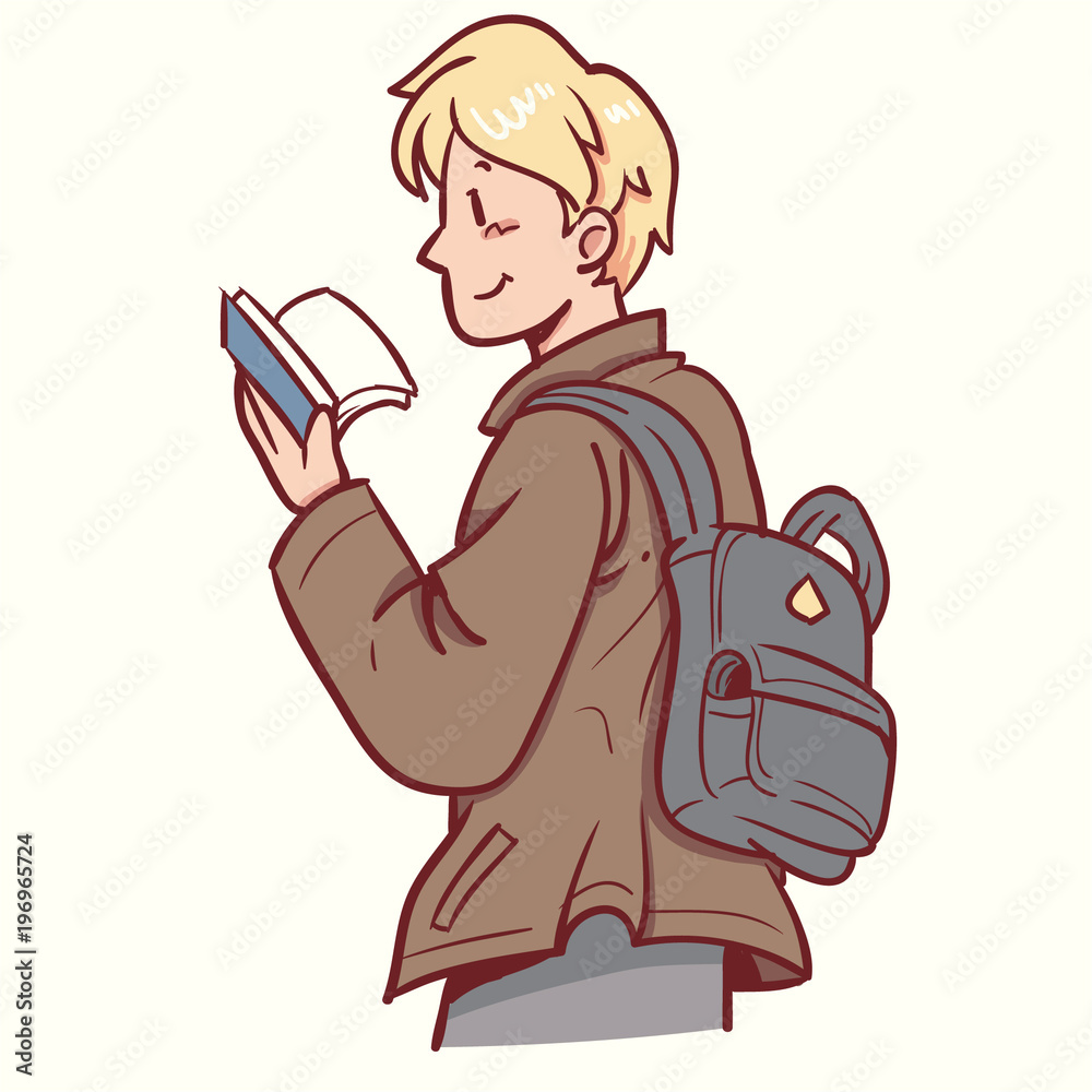 Obraz na plátně Man standing reading book