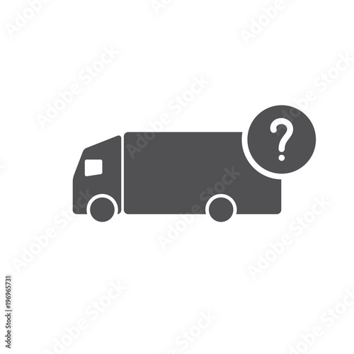 Truck icon with question mark. Truck icon and help, how to, info, query symbol