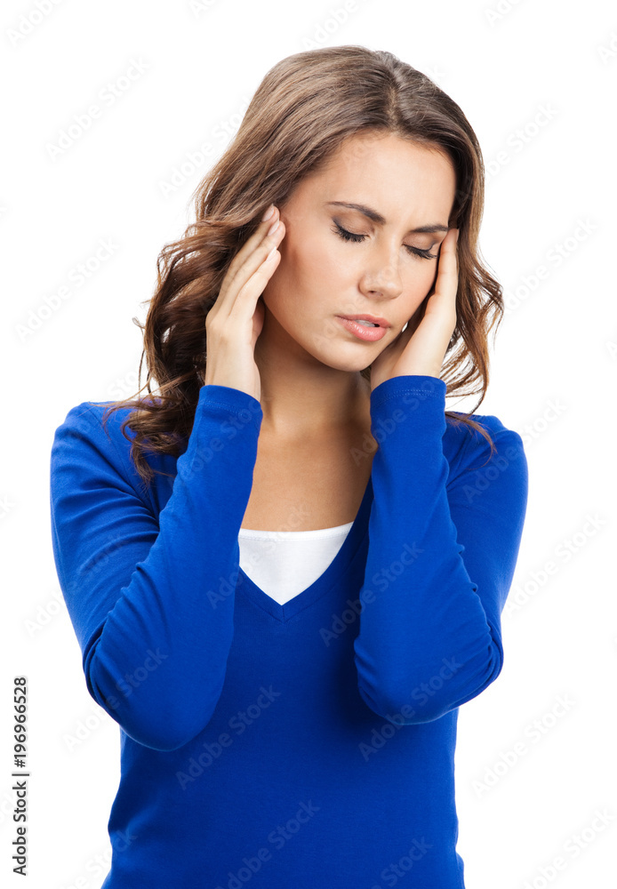 Thinking, tired or ill with headache young woman Thinking, tired or ill with headache young woman