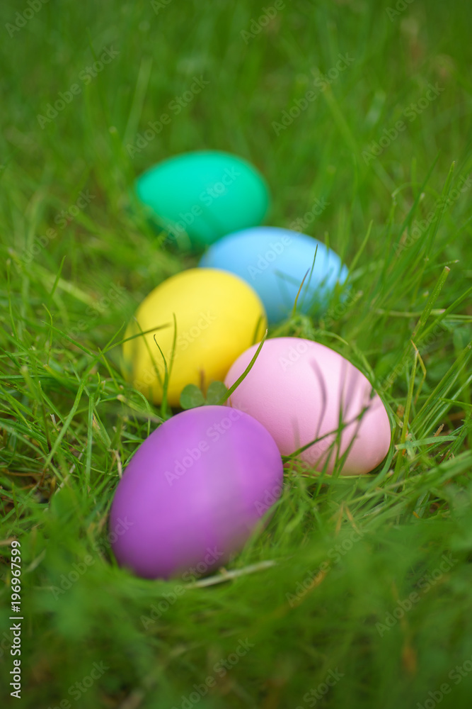 Colorful eggs on fresh springtime grass Colorful eggs on fresh springtime grass
