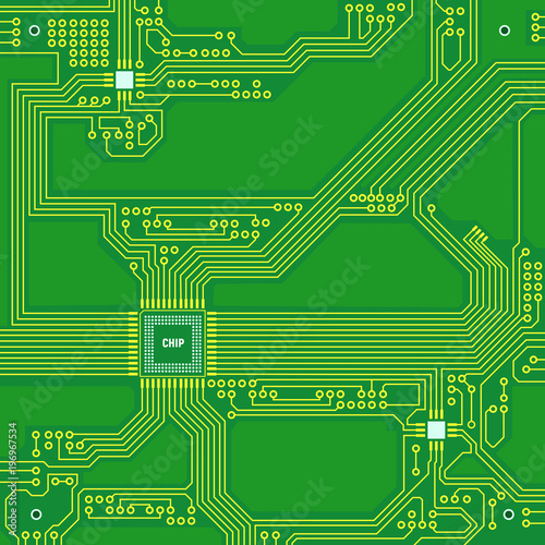 Circuit board concept. High tech background. PCB. Vector illustration.
