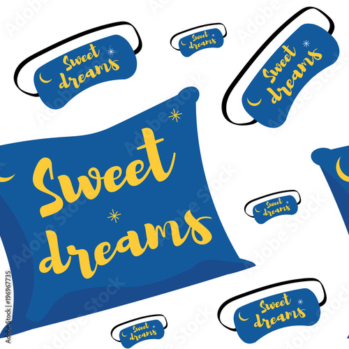 Doodle seamless pattern of images about sweet dreams