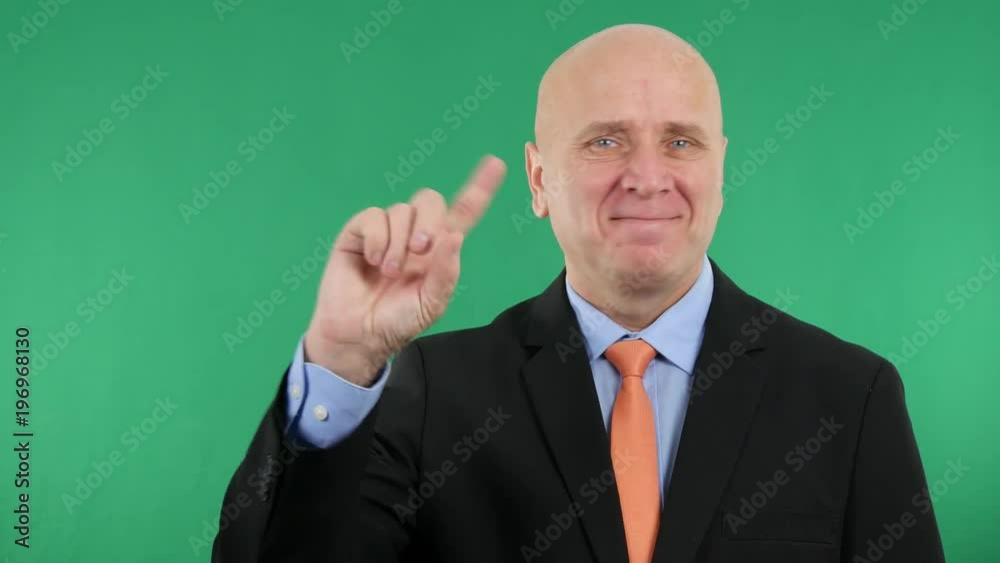 Businessman Smile and Show No Finger Sign Warning Hand Gestures Means Forbidden