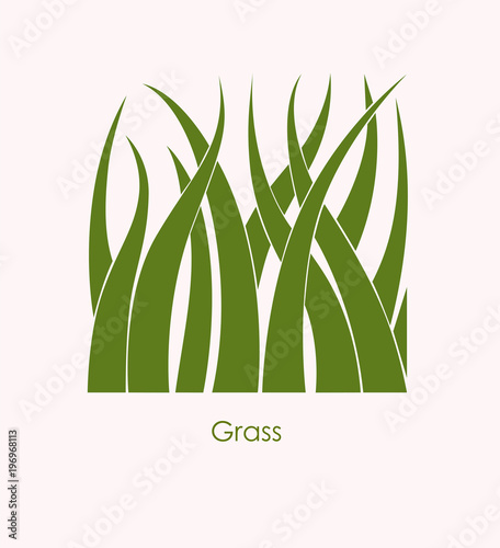 Grass Label abstract design. Square icon. Beautiful Logo Garden Company.