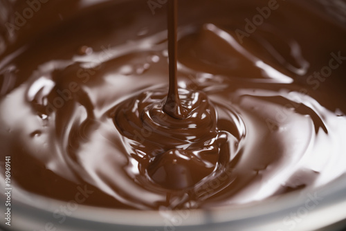 melting dark chocolate in steel bowl