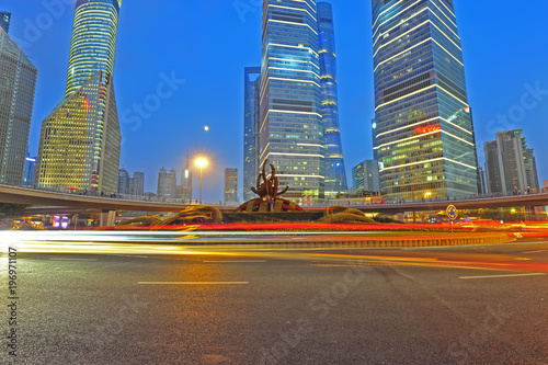 the night view of the lujiazui financial centre in shanghai china.