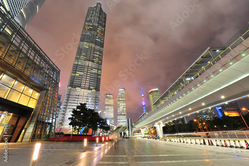 the night view of the lujiazui financial centre in shanghai china.