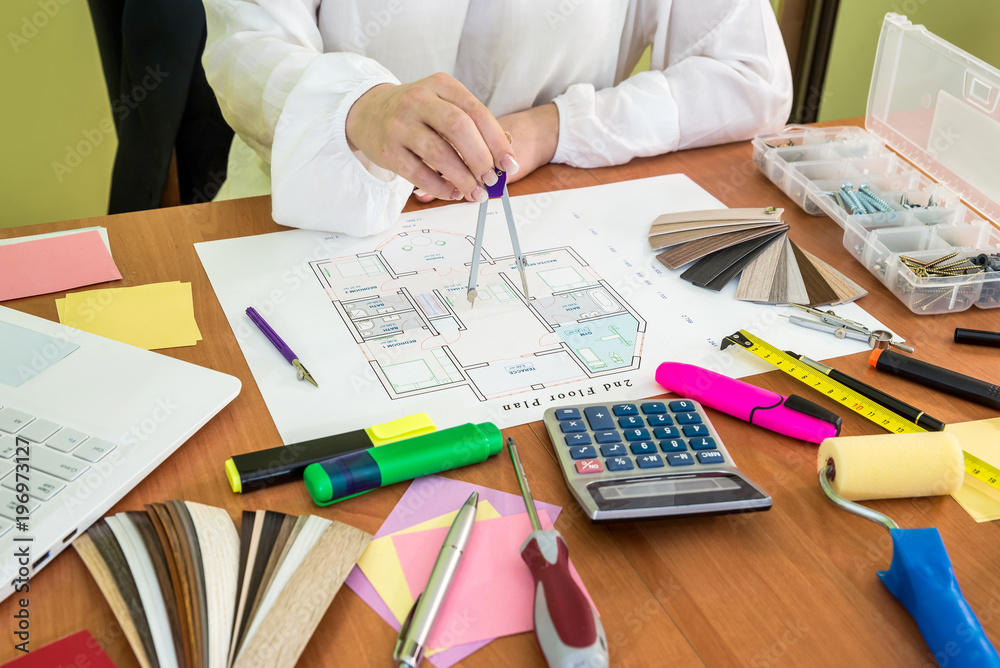 custom made wallpaper toronto digitalwoman working at house development with different tools