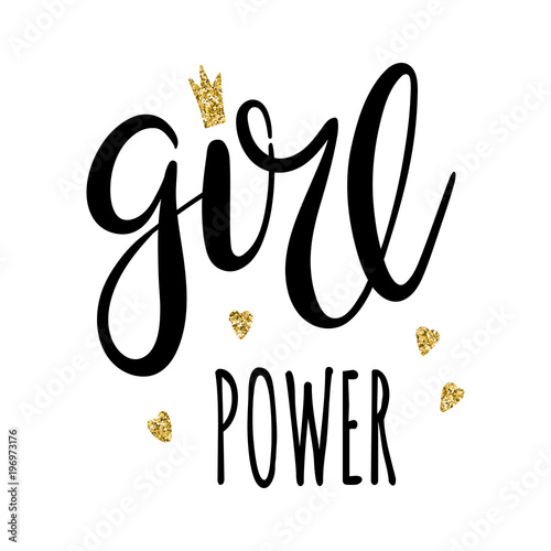 Girl power lettering, feminism slogan. Black inscription suitable for t-shirts, posters and wall art.