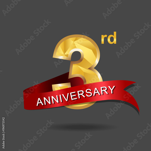 3rd anniversary, aniversary, years anniversary celebration logotype. Logo,numbers and ribbon anniversary.
