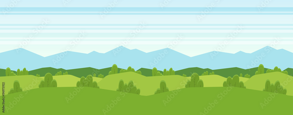 Seamless cartoon mountains landscape for game design. Horizontal background