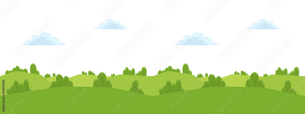 Seamless cartoon landscape for game design. Horizontal background