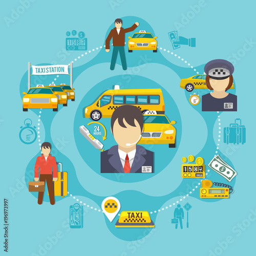 Car Hailing Round Composition