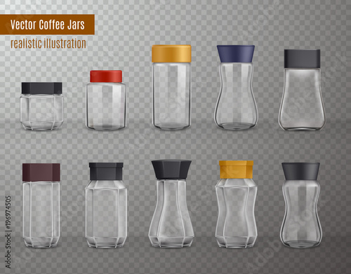 Coffee Jars Realistic Transparent 