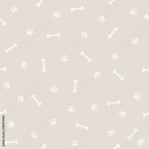 Dog Footprint and Bone Seamless Patter, Background and light color