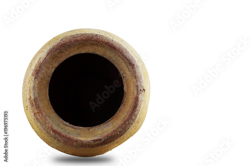 clay pots on white background.
