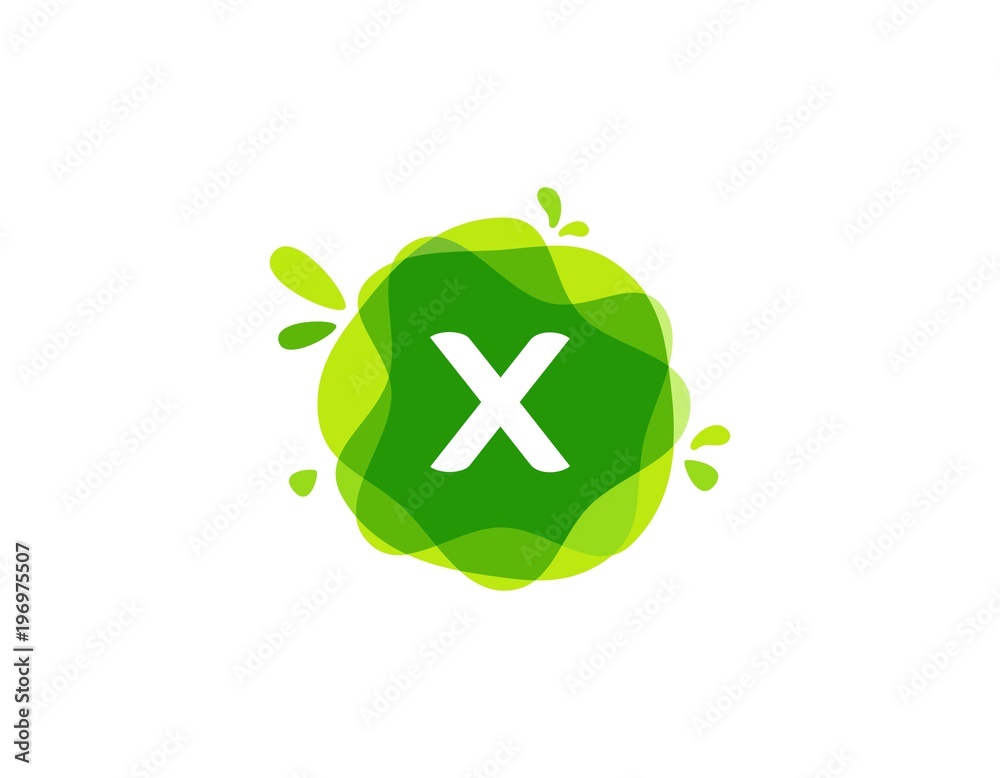 Letter X logo at green watercolor splash background. green nature logo vector Letter X logo at green watercolor splash background. green nature logo vector