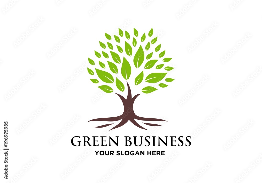 Obraz premium green leaf logo, tree logo vector