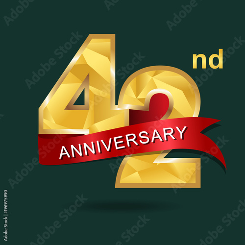 42nd anniversary, aniversary, years anniversary celebration logotype. Logo,numbers and ribbon anniversary. photo