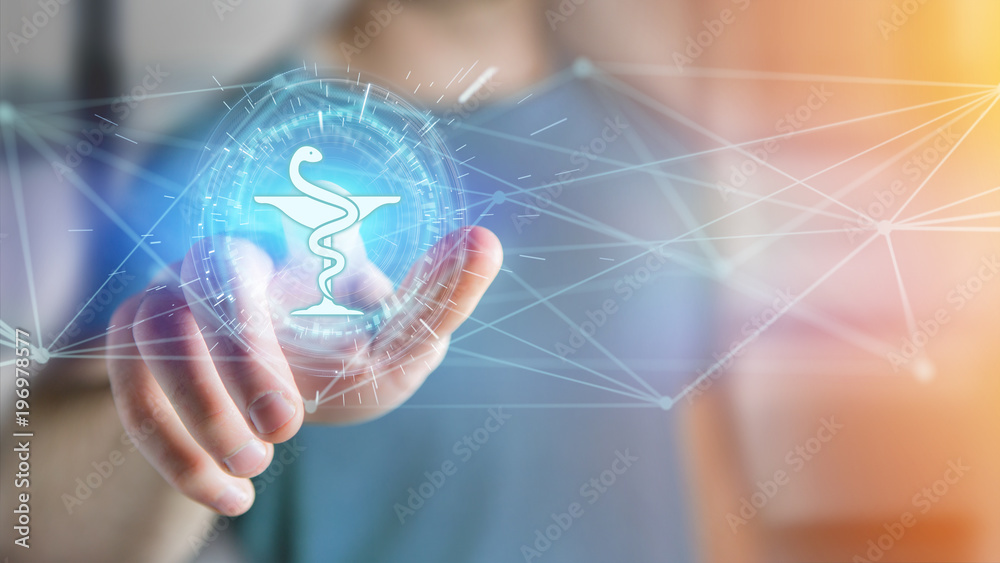 Pharmacy medical icon on a futuristic interface Pharmacy medical icon on a futuristic interface