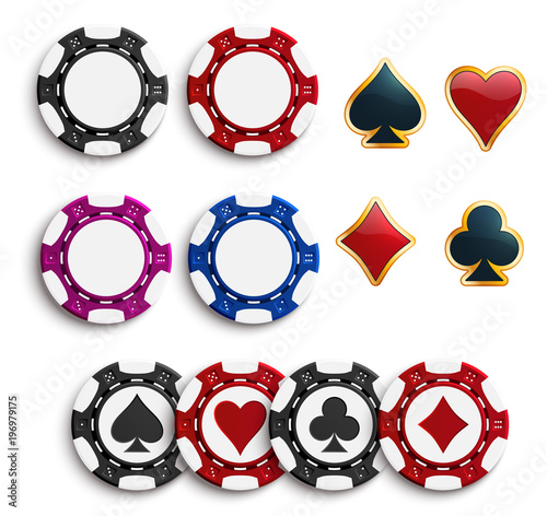 Vector casino poker gambling chips icons