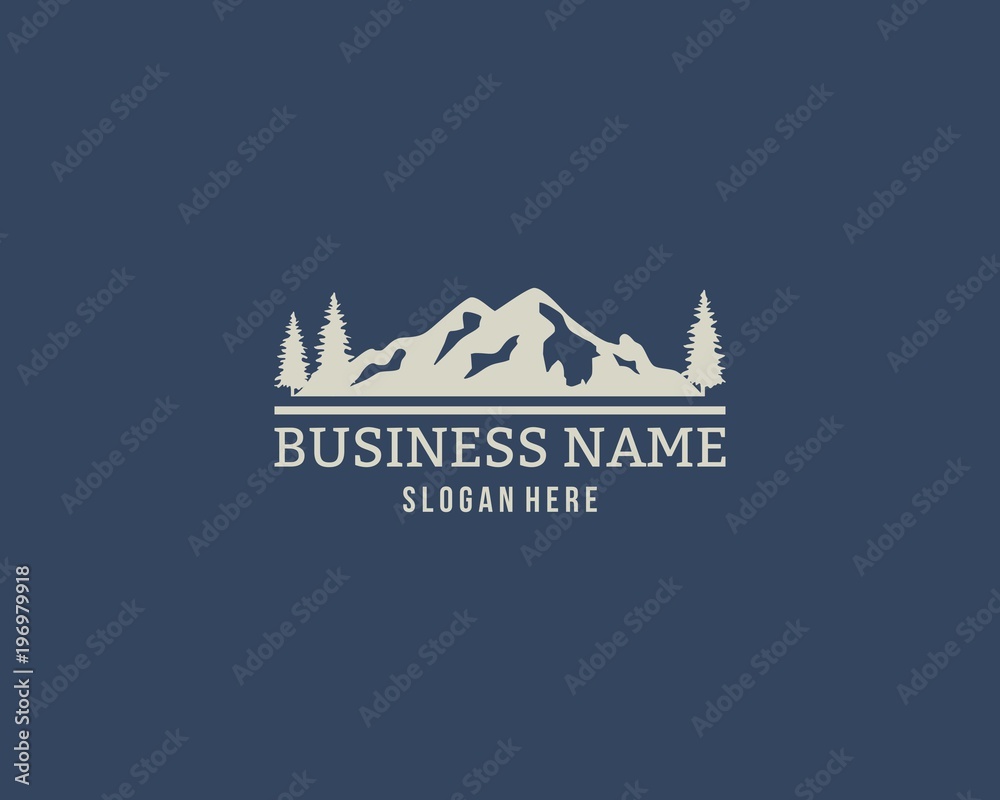Mountain Design Element in Vintage Style for Logotype, Label, Badge and other design. vector illustration.
