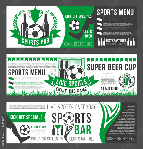 Vector soccer sports bar football pub menu banners