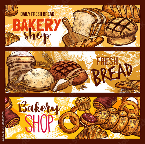 Vector bread sketch for bakery shop