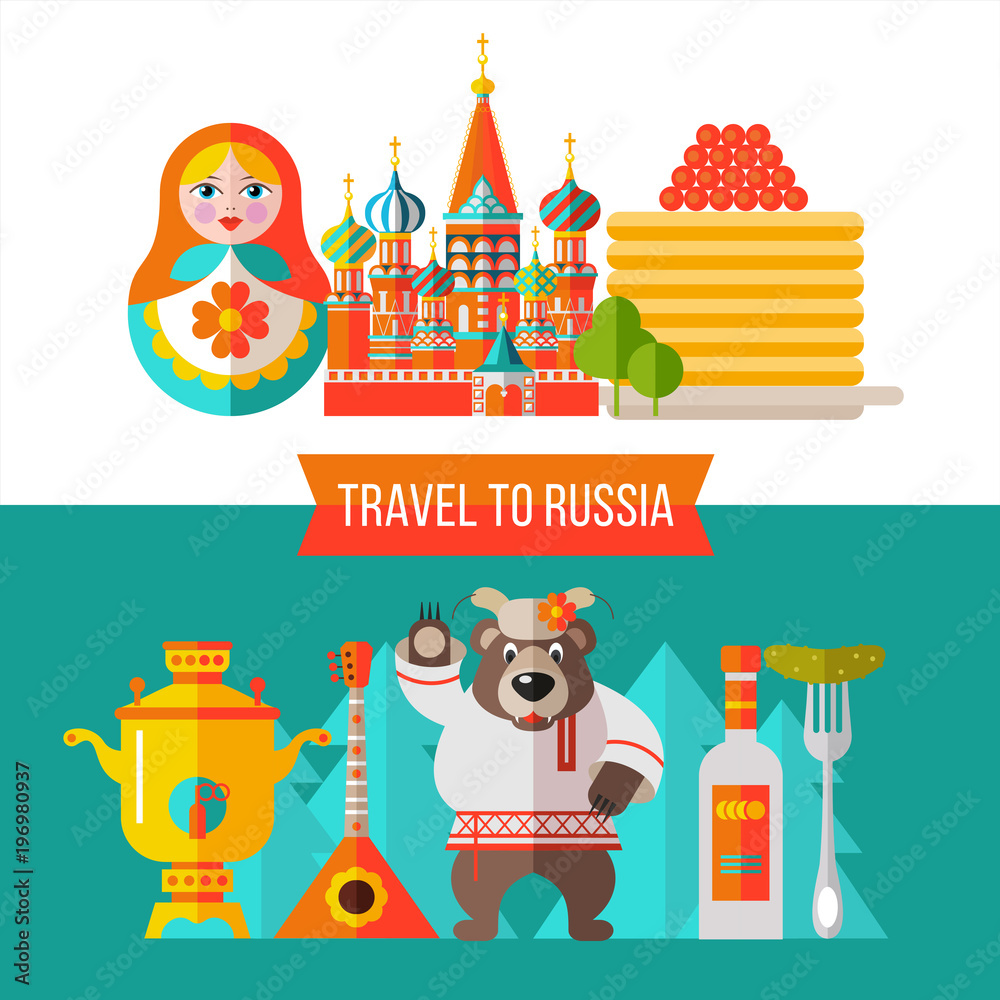 Obraz premium Welcome to Russia. Travelling to Russia. Vector illustration.