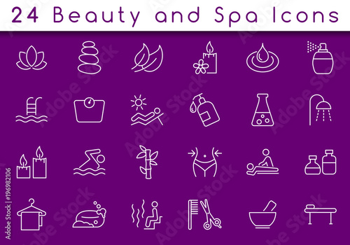 Beauty and spa icon set