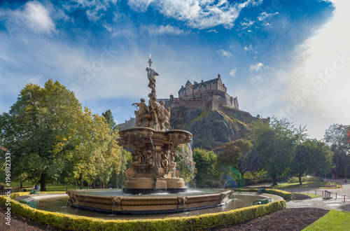 Ross Fountain with Edinburgh Castle in the background photo