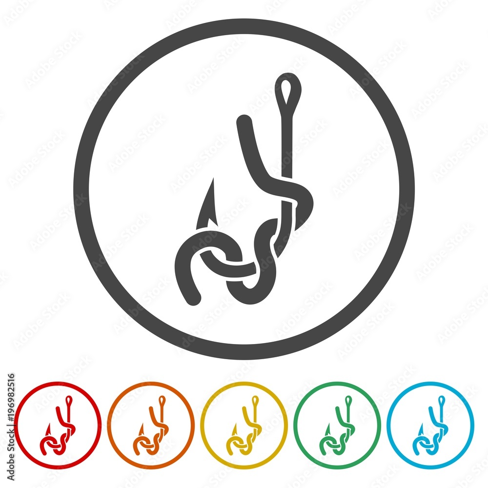 Fishing Lure icon, 6 Colors Included