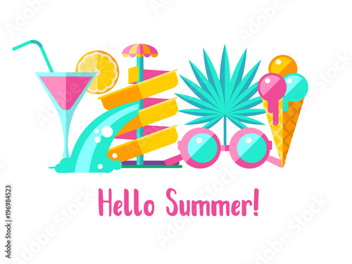 Hello summer. Vector clipart.
