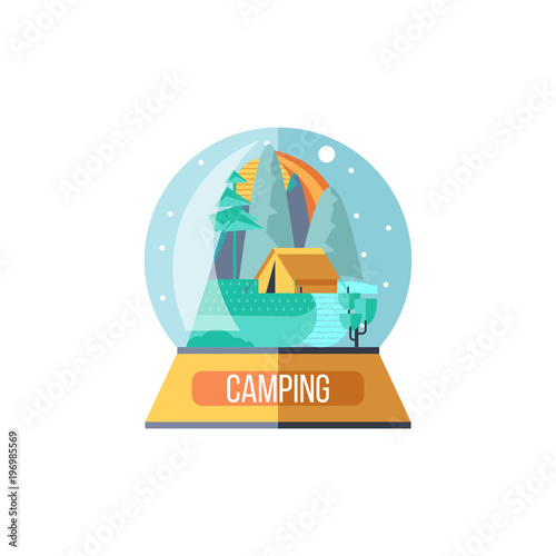 Camping. Summer outdoor recreation. Vector illustration.