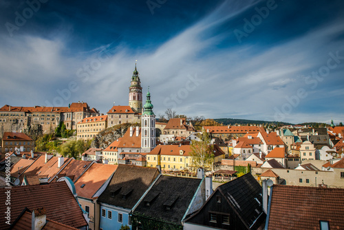 Czech krumlov. Traveling through Europe. The city in Czech Republic, sights. What to see in the Czech. Old fortress, view of the old part of the city in the Czech Krumlov